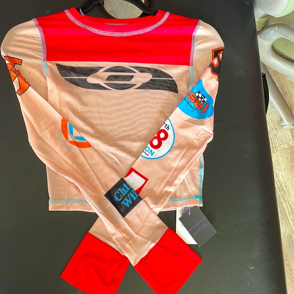 Red & Tan Mesh Racer Shirt